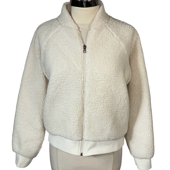 Calia by Carrie Underwood Cream Sherpa Bomber Jacket Zip Front Size M - Picture 3 of 11